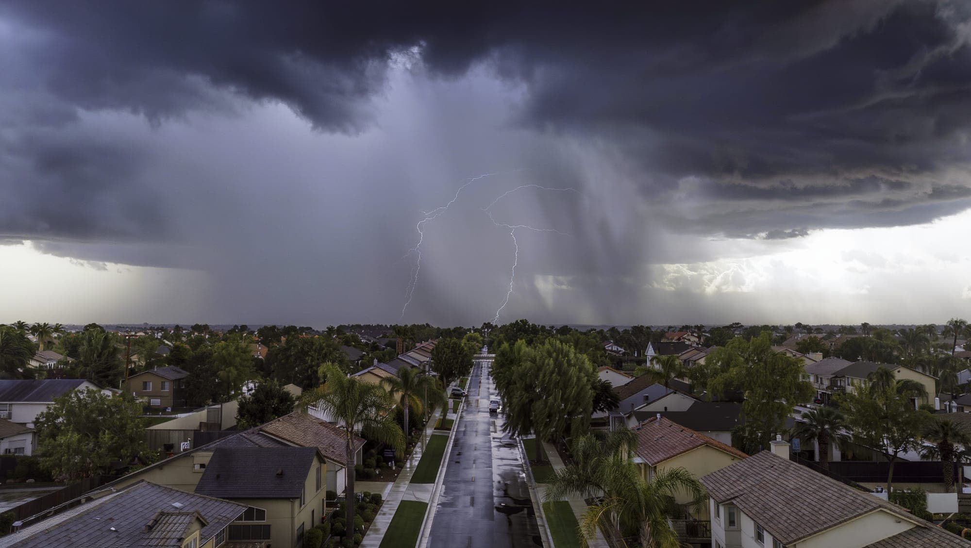 California roof showing hail damage with bruised asphalt shingles and granule loss